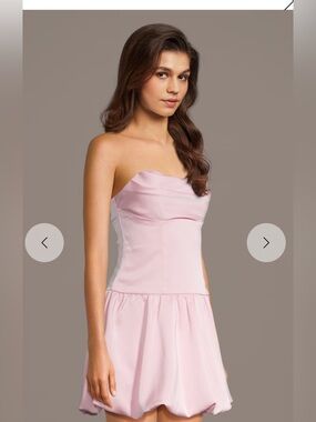 Nwot CRYSTAL DOLL Silky Satin Drop Waist Bubble Mini Dress large (M37)